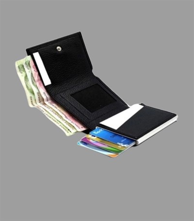 Mekanizmalı kartlık cüzdan  siyah 